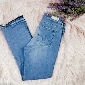 AG Jodi Crop Distressed High Rise Slim Flare Crop